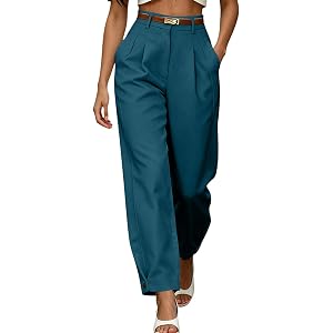 Women Wide Leg Suit Pants Business Casual Palazzo Pants Loose Dressy Casual Work Outfits High Waist Straight Leg Trousers