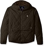U.S. Polo Assn. Men's Diamond Quilted Hooded Jacket, Dark Brown, M