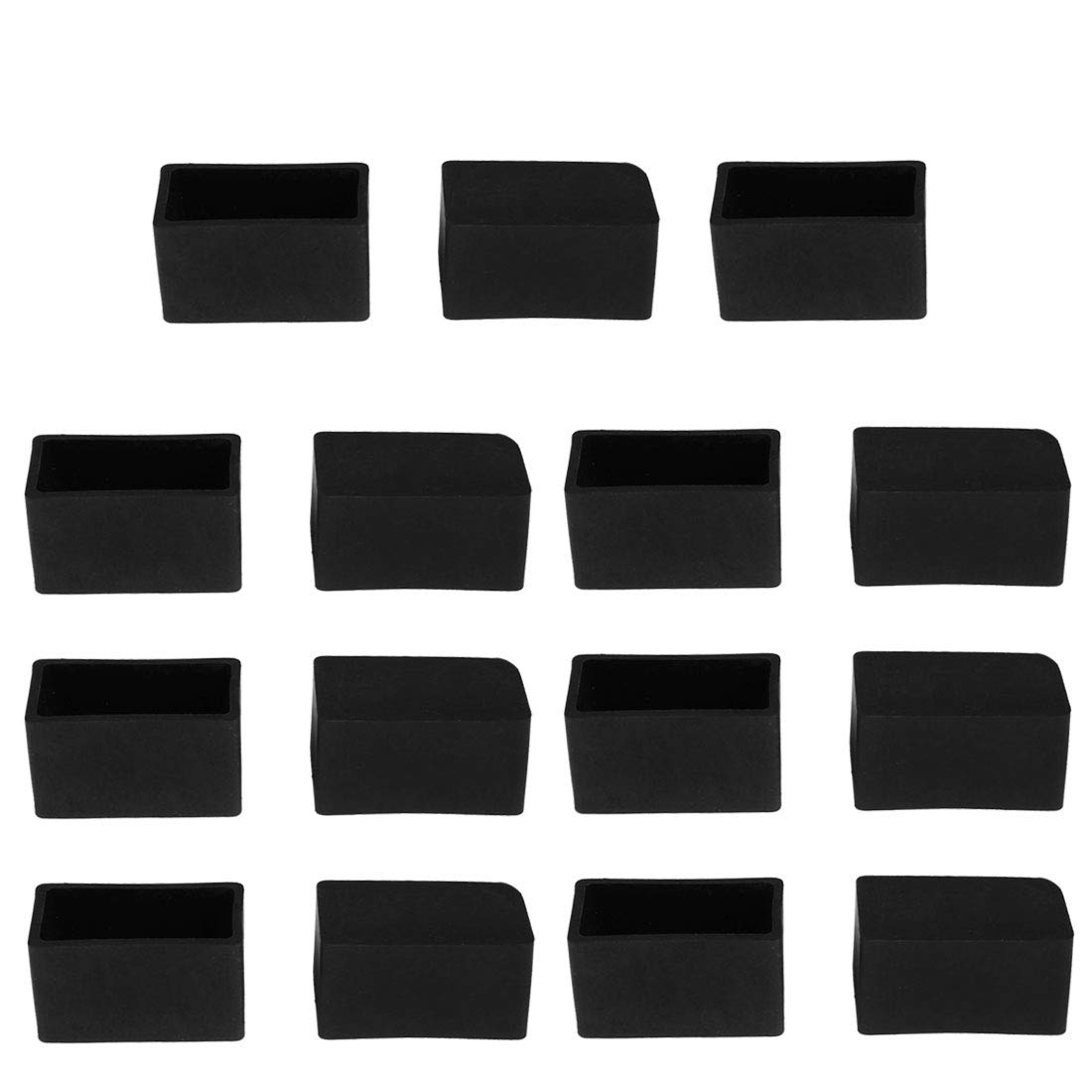 sourcing map Rectangle PVC Chair Leg Cap End Tip Feet Cover Furniture Glide Table Floor Protector 15pcs 0.79" x 1.57"(20x40mm) Inner Size Reduce Noise Prevent Scratch