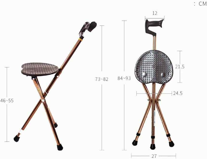 crutch G&M Folding Cane Seat Elderly Elderly Stool Stool Multifunctional Tripod Stool Lightweight Adjustable Walking Cane