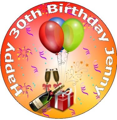 7.5" 30th Birthday Cake Toppers Decorations For Men & Women Personalised on Rice Paper - [Please use the 'Contact Seller' link to send us your personalised message for your topper.]