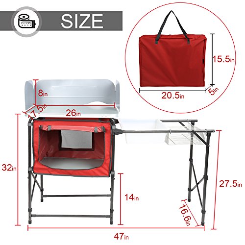 PORTAL Portable Camp Kitchen Table Deluxe Outdoor Cooking Picnic BBQ