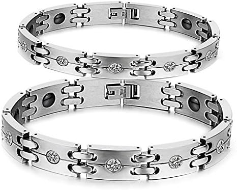 Titanium Stainless Steel Couple Magnetic Bracelet Matching Set Anti-fatigue, Pain-relief, Therapy Power