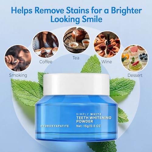 Enamel-Safe Teeth Whitening Powder - Hydroxyapatite - Gentle on Teeth - No Sensitivity Formula - Removes Stains - Long-Lasting Freshness - Breath Freshening Whitening Powder- 15g