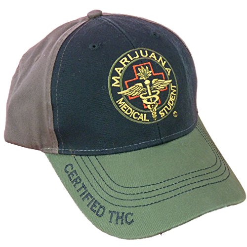Cannabis 420 Marijuana Themed Ball Cap Hats (One Size, MMJ Student Black Front) - Thumbnail 6