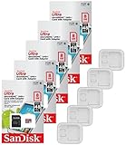 5 PACK - SanDisk Ultra 8GB MicroSDHC Memory Flash Card UHS-I Class 10 Micro SD SDHC Read Speed up to 48MB/s 320X With Adapter SDSDQUAN-008GB-G4A Wholesale Lot + ( 5 Cases )