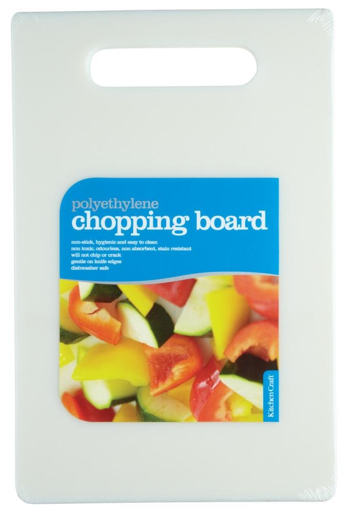 KitchenCraft Medium Non-Toxic Plastic Chopping Board, 3 x 2 cm (12" x 8") - White