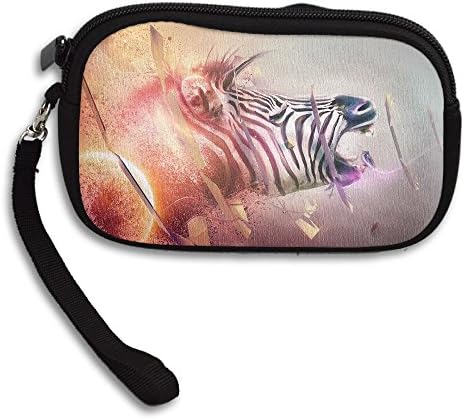 Zebra Head Colorful Explosion Fantasy Comfortable Coin Purse Storage Package Wallet Zipper Change Holder Bag Key Wristlet Wallet Handbag Wallet Zipper Mini Wallet For Men &amp; Women