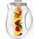 Vremi Fruit Infuser Water Pitcher - 2.5 liter Plastic Infusion Pitcher with Lid for Loose Leaf Tea - Large BPA Free Infuser Pitcher with Spout - 84 oz Sangria Pitcher Vodka Infuser Insert - Clear