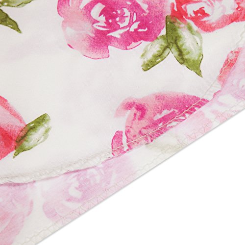 Newborn Baby Swaddle Blanket and Headbands Set Soft Floral Wrap Receiving Blankets for Spring Summer