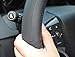 Rueesh Car Steering Wheel Cover, Genuine Leather, Sporty Curves, Durable, Thick, Anti-Slip, 15 Inch Middle Size - Black with Black Lines
