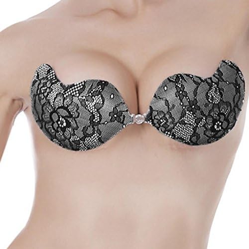 Sticky Bra, Lamolory Self Adhesive Bra For Backless Dress, Reusable Push Up Invisible Women Bra (Black, C)