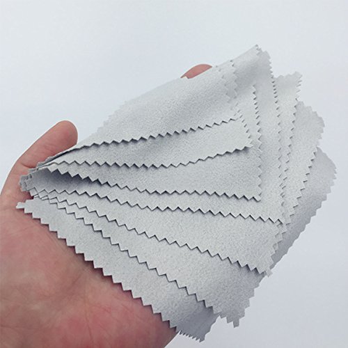 Lantee 100 Pcs Jewelry Cleaning Cloth Polishing Cloth for Sterling Silver Gold Platinum (Grey, 10cmx10cm)