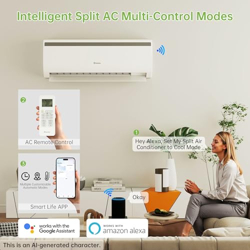 Real Relax 12000 BTU Mini Split AC Heater, 20 SEER2, 115V Inverter | Cools & Heats Up to 750 Sq.Ft, WiFi & Alexa Compatible, R454B Refrigerant, Included Installation Kit Ductless