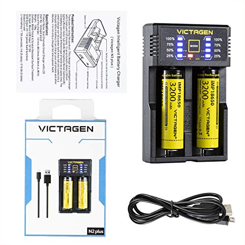 Victagen Universal Smart Charger,Intelligent Speedy Battery Charger for Rechargeable Batteries Ni-MH Ni-Cd AA AAA AAAA C D Li-ion LiFePO4 IMR 10440 Cylindrical Rechargeable Batteries