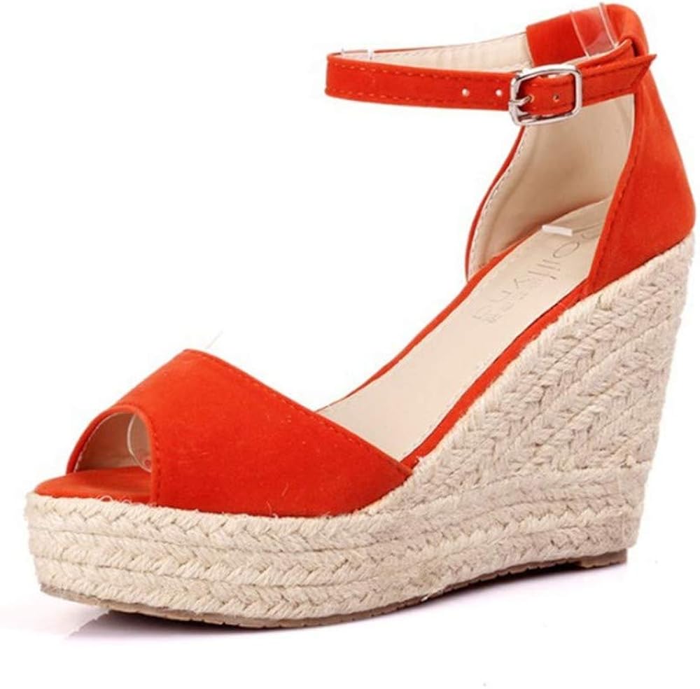 Sandali Donna Con Zeppa In Tessuto E Fibbia, Modello Espadrillas - Shoes By Emma
