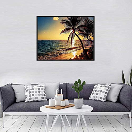 Diamond Painting Kit 16x12 Inch, Sunset by The Sea DIY 5D Diamond Painting Kits for Adults, Diamond Painting by Numbers for Adults, Paint with Diamonds for Home Wall Decor Gift Arts Craft (A)