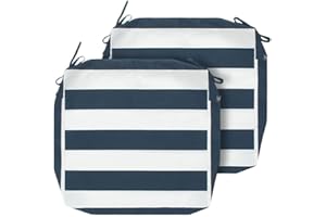 Magpie Fabrics Indoor Outdoor Cushion Cover Replacement 2 Pack, NO Insert! Water Repellent Slipcover with Ties Christmas Decor for Patio Garden Chair Seat Sofa Bench Wicker(Navy White, 20x18x4 Inch)