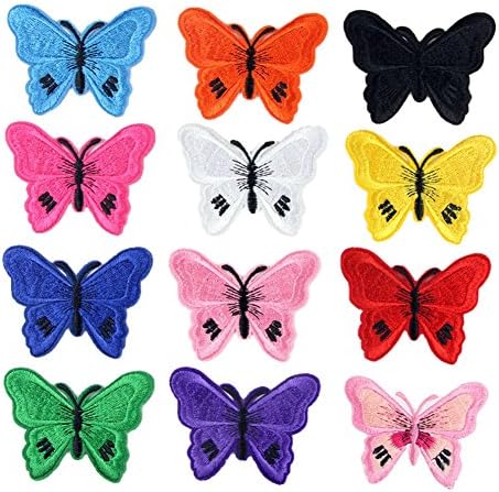 Hwafan Random Mix 10PCS Cartoon Classic Butterflies Decal Fabric Iron On Patches Embroidered Motif Badge DIY Decoration Applique For Jeans Clothes