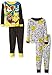 Pokemon Big Boys Pikachu 4-Piece Cotton Pajama Set, Black/Grey, 8