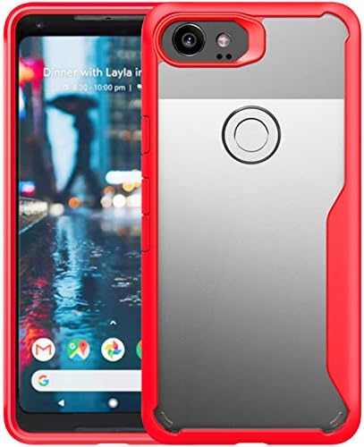 Pixel 2 XL Case,YABO Crystal Clear Slim Hard PC Back Soft TPU Bumper Rugged Hybrid Air Cushion Technology Full Protection Back Cover Case for Google Pixel 2 XL - Red