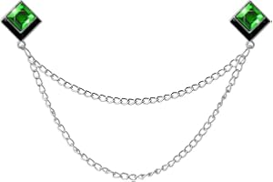 KILENER Gem Brooch Pins Hanging Chain Lapel Pin for Men Suits Shirt Collar Brooch Square Crystal Brooch Pin Rhinestone Lapel Pins for Men Tassel Chain Brooch Collar Pins Business Suit Shirt Accessories