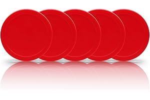 BERYLER 5 Pack Air Hockey Red Replacement, 2.5" in Diameter, Thicker Pucks for Game Tables, Accessories, Equipment