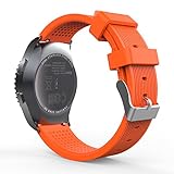 Gear S2 Classic Watch Band, MoKo Soft Silicone Replacement Sport Band for Samsung Gear S2 Classic SM-R732/ R735/ Moto 360 2nd (Men's 42mm 2015) & Ticwatch 2 Smartwatch, ORANGE (NOT FIT Gear S2 & Fit2)