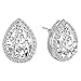 EleQueen 925 Sterling Silver Full Prong Cubic Zirconia Bridal Teardrop Stud Earrings Clear