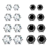 JewelrieShop Hypoallergenic Nickel-free Lead-free Stud Earrings, Stainless-steel Round Cubic Zirconia Men Earrings