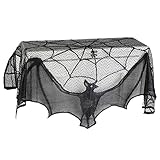Peyan Halloween Decoration Black Lace Spiderweb Bat Fireplace Cover Party Hanging Curtain 36.6