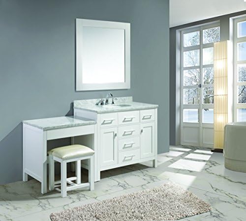 Design Element DEC076F-W_MUT-W London 42" Single Sink Vanity Set in White Finish with One Make-Up Table in White