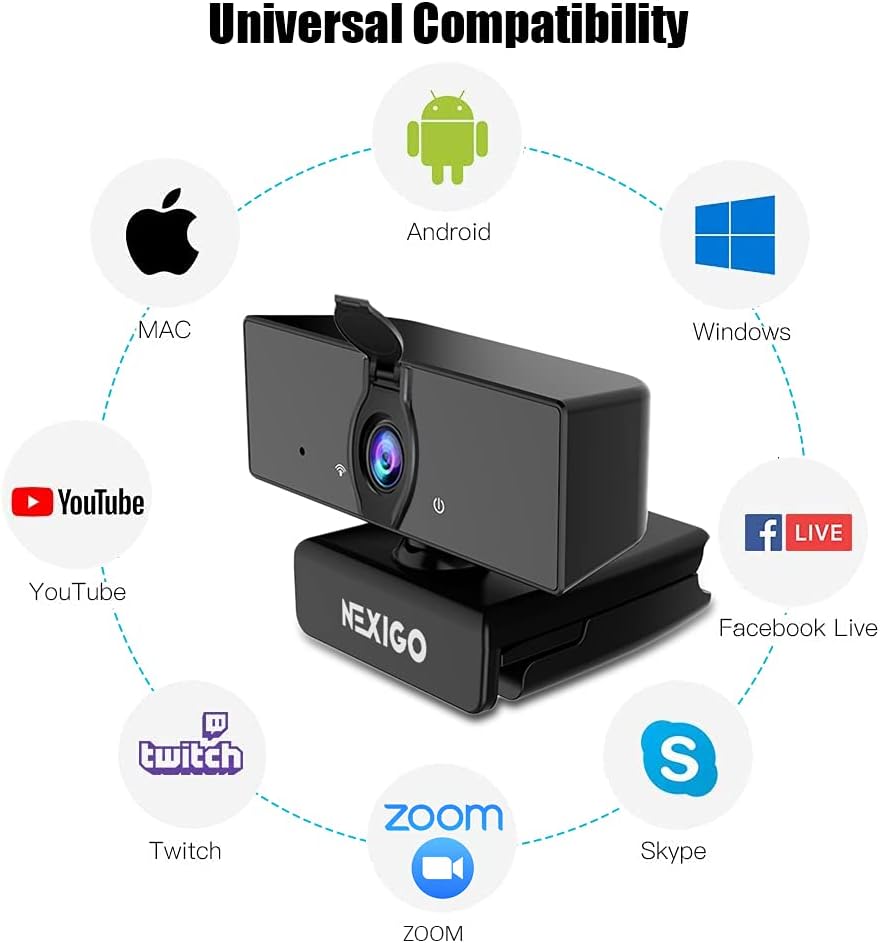 1080P Business Webcam with Dual Microphone & Privacy Cover, NexiGo N660 USB FHD Web Computer Camera, Plug and Play, for Zoom/Skype/Teams/Webex, Laptop MAC PC Desktop: Computers & Accessories