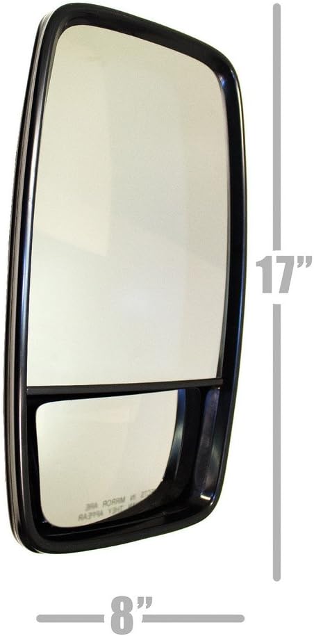Lucerix - 17"x8" West Coast-Mirror - Hand Set - 2 in 1 - Passenger/RH Side Mirror - 3/4" (19mm) Tube-Style Clamp