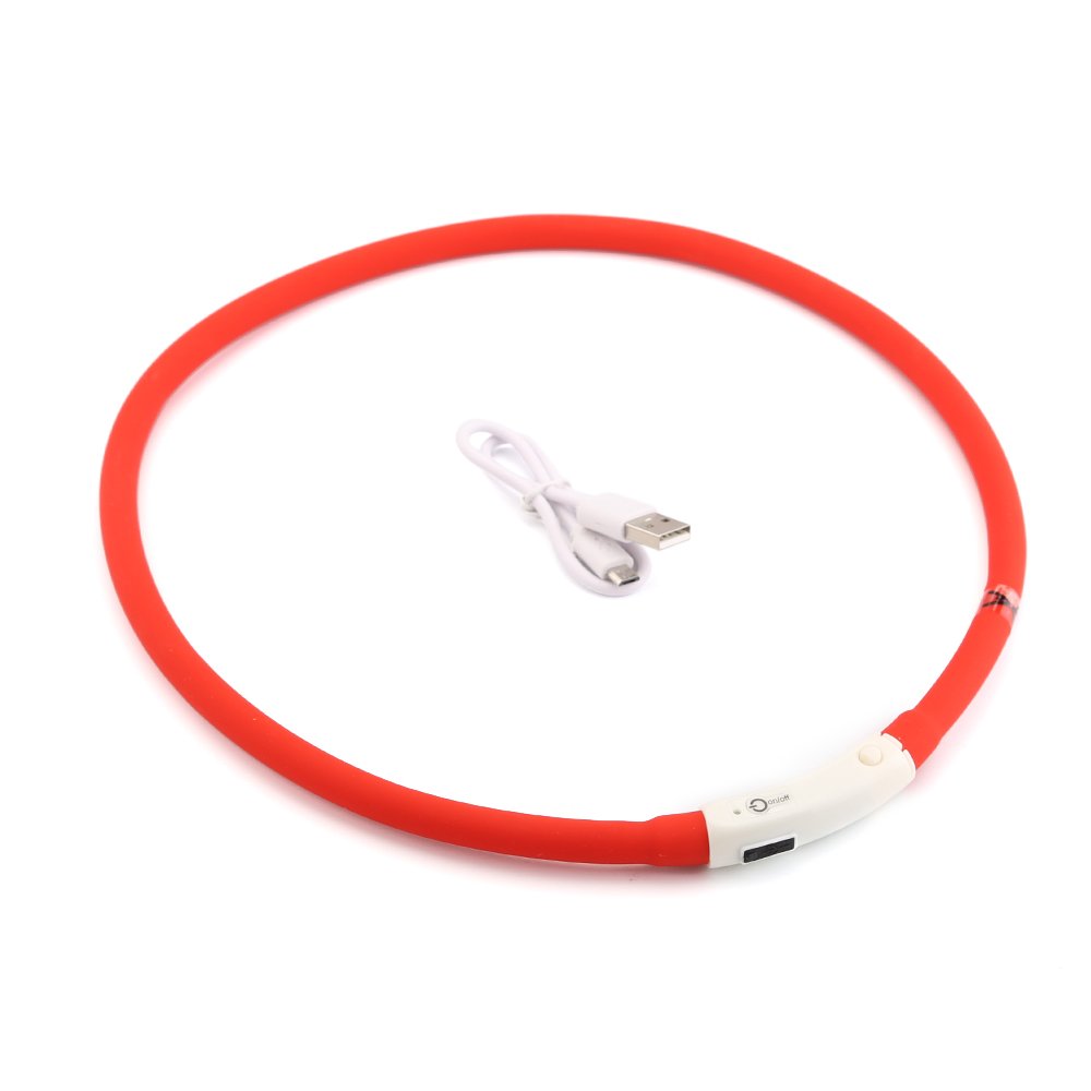 ZOGIN Collar de perro LED, collar de seguridad recargable USB para perro gato y otro animal doméstico, color rojo