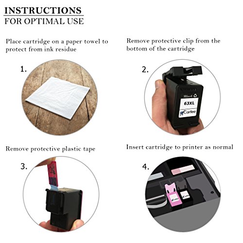 Cartlee 2 Black Remanufactured 63XL 63 XL High Yield Ink Cartridges for Envy 4512 4520 DeskJet 3632 2130 1110 1111 1112 2132 3630 3634 3637 3636 OfficeJet 3830 3833 4650 4655 4652 Printer