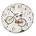 Large Wall Clock, European Vintage Clock with Arabic Numerals, Indoor Silent Battery Operated Wood Clock for Home, Living Room, Bedroom, Kitchen and Den Decor, East to Read - 12 Inch,Bicycle