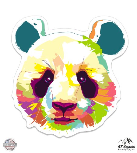 Panda Artistic - 3" Vinyl Sticker - For Car Laptop I-Pad Phone Helmet Hard Hat - Waterproof Decal