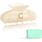 GLORIG Acrylic Letter Hair Clips For Women Alphabet Hair Claw Initial Hair Clip Fashion Glitter Chic Monogram Claw Clip Hair Accessory Large Hair Clips C