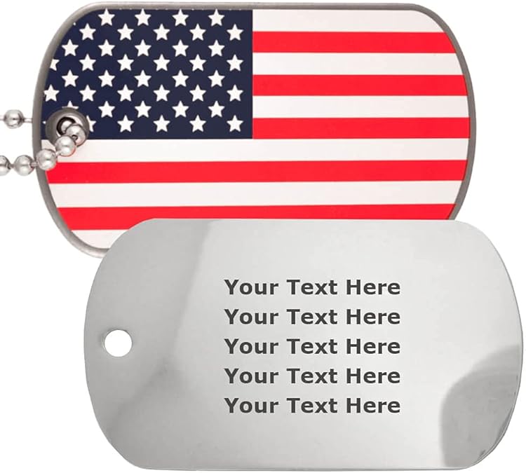 PinMart American Flag Dog Tag Engravable Jewelry