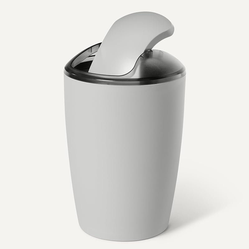Juego de Accesorios de Baño con Soporte para Cepillos de Dientes, Dispensador de Jabón, Jabonera, Vaso, Papelera, Escobilla y Soporte, Gris