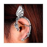 Ularmo Gothic Punk Temptation Metal Dragon Bite Ear Cuff Wrap Clip Earring Silver