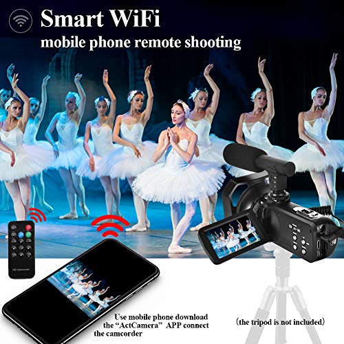 Videocmara-4K-Videocamara-Ultra-HD-WiFi-Videocmara-Digital-con-Micrfono-Full-HD-300MP-Cmara-de-Video-de-Visin-Nocturna-16X-Zoom-Digital-Pantalla-Tctil-de-30-Pulgadas-con-Parasol