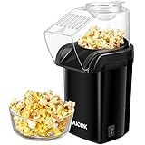 Hot Air Popcorn Popper, Aicok 1200W Fast Popcorn Maker with Measuring Cup, Removable Lid, No Oil Needed, FDA and ETL Approved, Black
