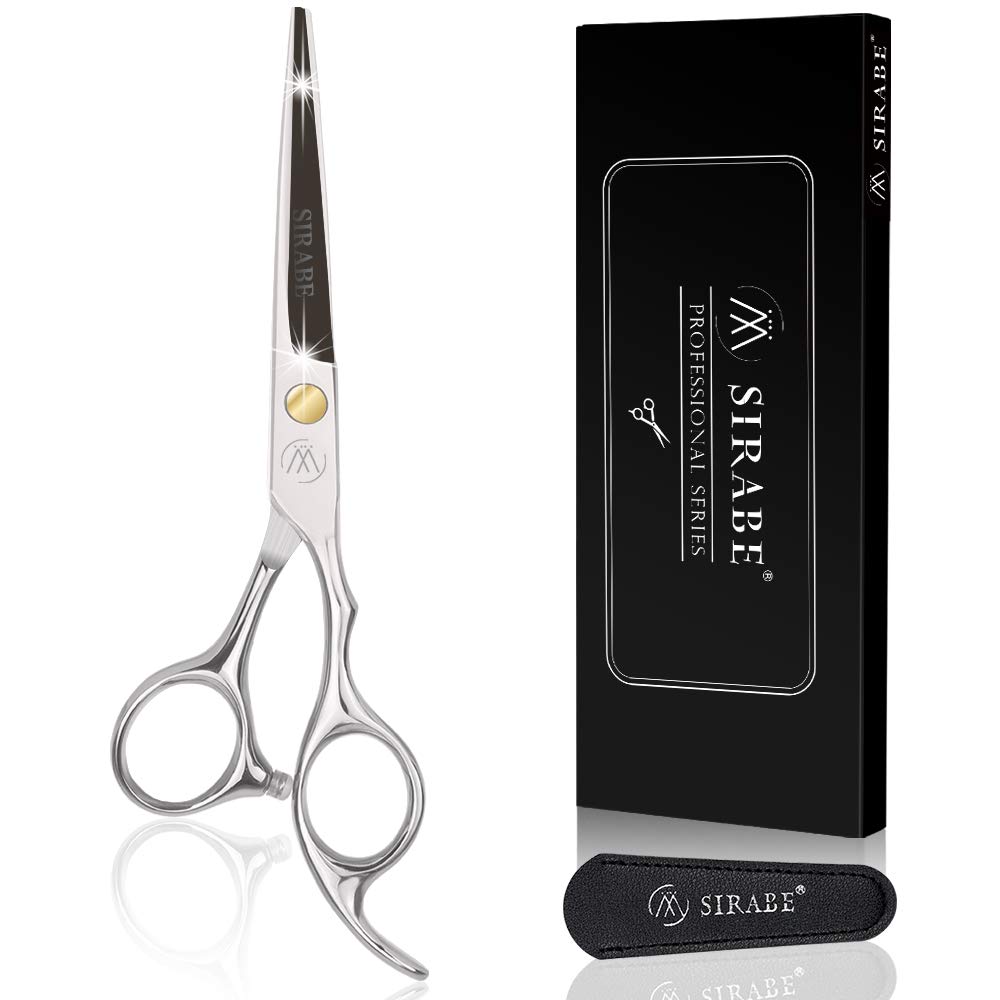 Sirabe Hair Cutting Scissors Shears - 6.5” Professional Razor Edge Haircut Scissor Japanese Stainless Steel Hairdressing Shear for Women Men Barber, Salon, Home, Cowhide Protective Cover Included: Beauty