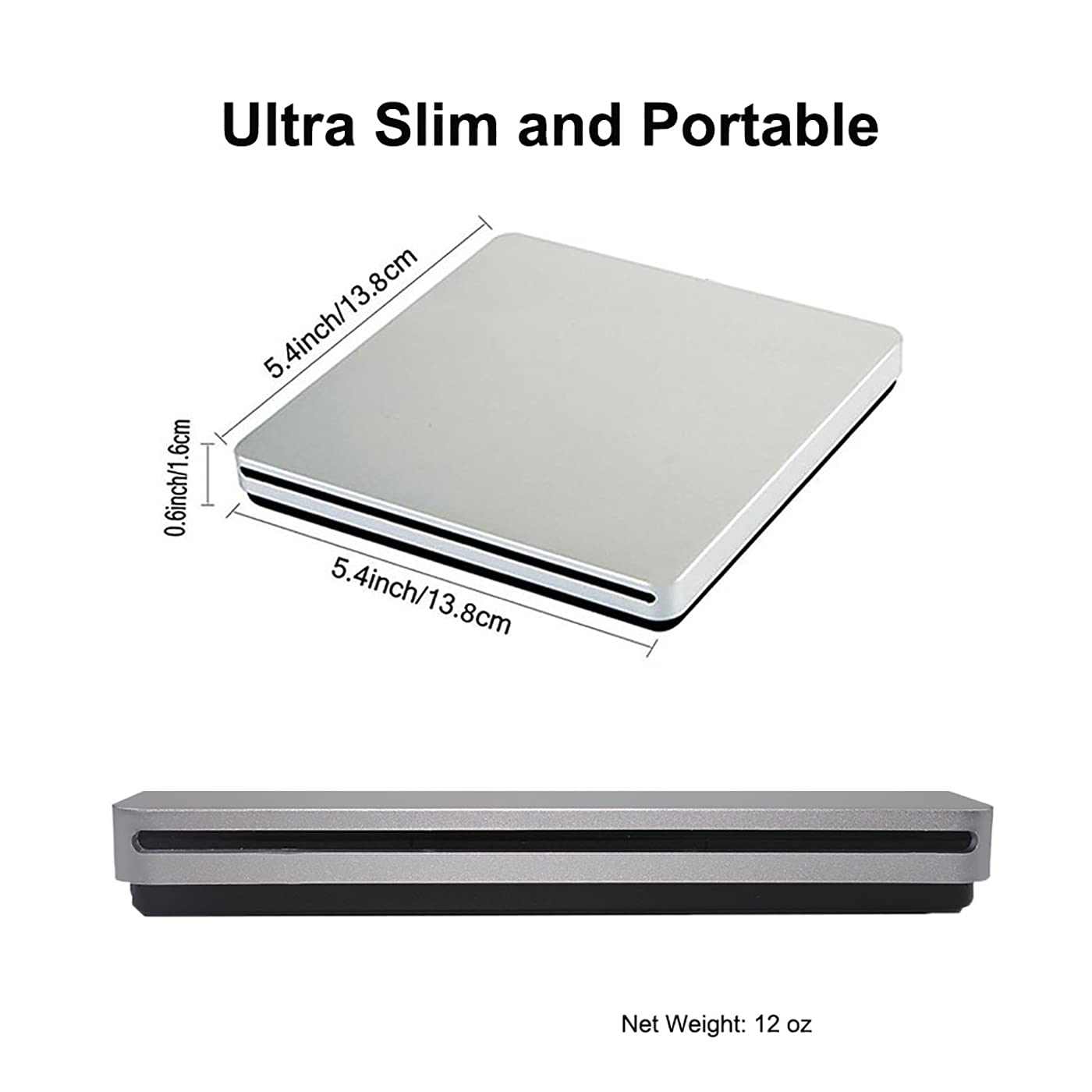 External CD DVD Drive USB C USB 3.0 Slot in Type C Burner Portable Slim DVD CD RAM Writer Reader for iMac Notebook Laptop Desktop Support Mac os Win 7 Win8 Win10 (Sliver)