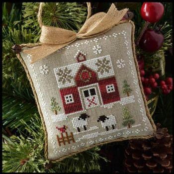 Farmhouse Christmas Little Red Barn Cross Stitch Pattern- Little House Needleworks