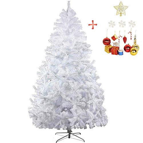 LUCKYERMORE 8 FT Tall Christmas Tree White Artificial Premium 1500 Tips
