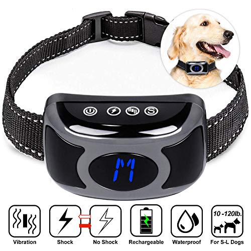 [Newest 2019] LumoLeaf Dog Bark Collar, Rechargeable Bark Collar with Upgraded Smart Barking Detection, No Bark Collar with IPx7 Waterproof, Anti Collar with Anti Barking Modes-Beep/Vibration/Shock