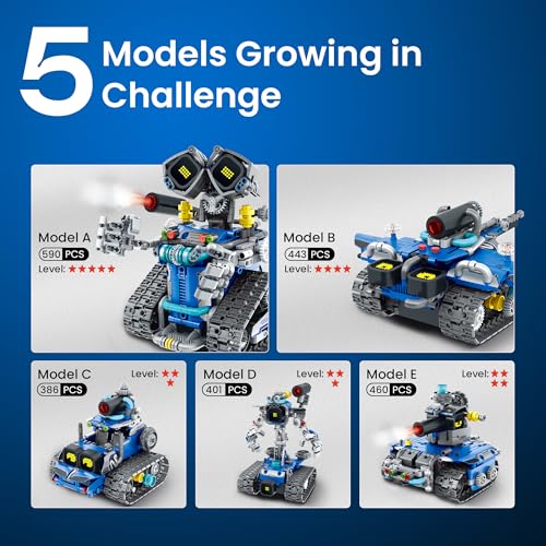 Sillbird Technic Robot for Kids Boys Age 8-13, 5-in-1 Building Toy with Programmable App, Birthday or Christmas Gift (596 Pieces)